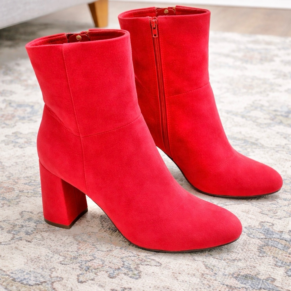 Sugar Hot Pink Faux Suede Chunky Heel Boots Bright Maximalism Western Y2K